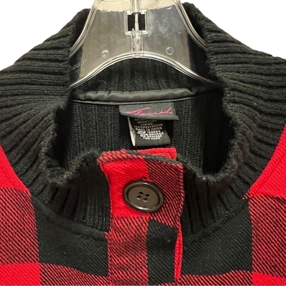 Torrid Buffalo Plaid Sweater Jacket, Cinched Waist, Size 3 - Picture 11 of 14